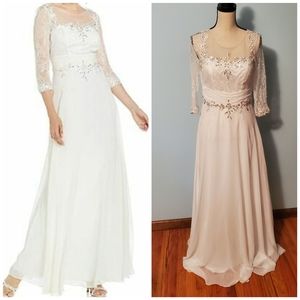 Decode 1.8 Embellished Full-Length Ivory Georgette Wedding Dress Size 6